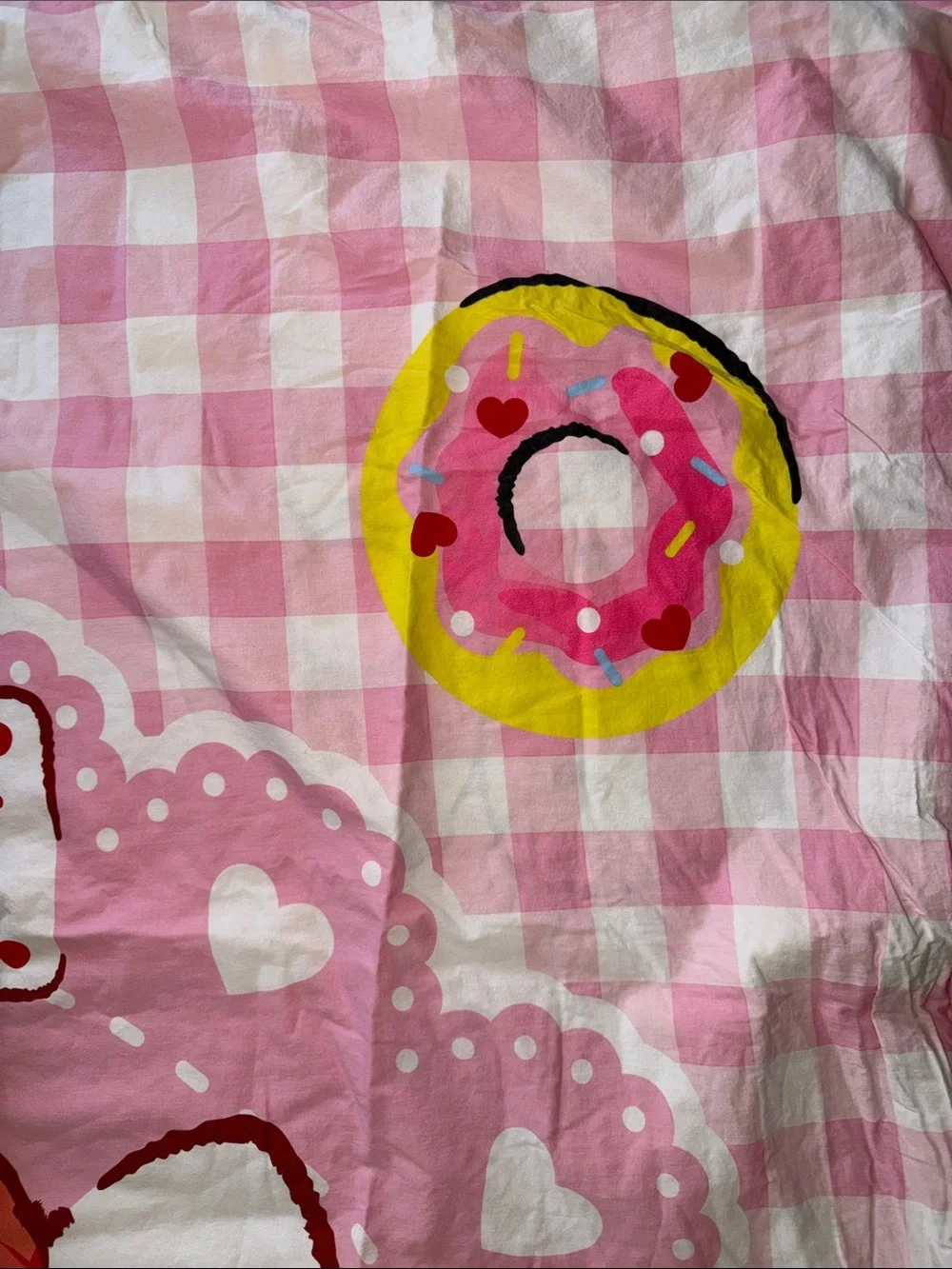 Sanrio Hello Kitty Twin Duvet Cover Reversible Pink Gingham Vintage Y2K Bedding